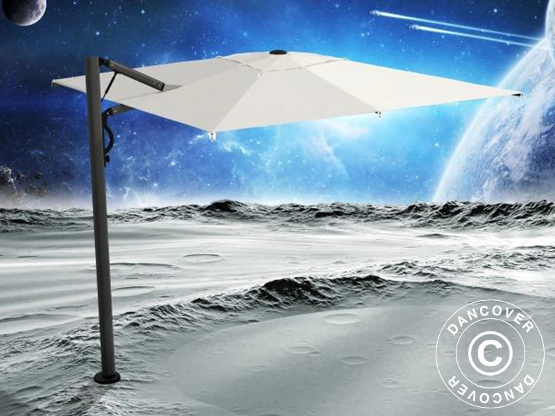 Parasol En Porte-à-faux Avec Pied, Galaxia Astro Carbon, 3x3m, écru 2 Parasol En Porte-à-faux Avec Pied, Galaxia Astro Carbon, 3x3m, écru – Image 2