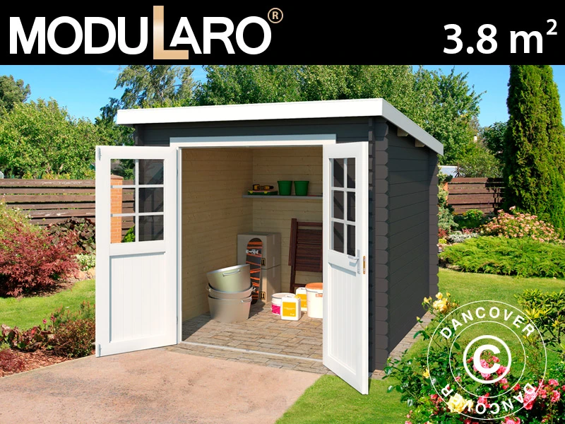 Abri En Bois Hagen 2,3x1,75x2,11m, 28mm, Gris Foncé 1 Abri En Bois Hagen 2,3x1,75x2,11m, 28mm, Gris Foncé