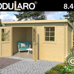 Abri En Bois Asker 3,8x2,3x2,11m, 28mm, Naturel