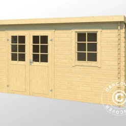 Abri En Bois Asker 3,8x2,3x2,11m, 28mm, Naturel -Promos Jardin Natif Magasin wc165320 001