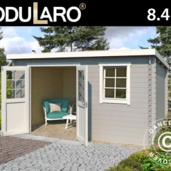 Abri En Bois Asker 3,8x2,3x2,11m, 28mm, Gris Clair