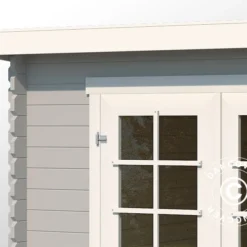 Abri En Bois Asker 3,8x2,3x2,11m, 28mm, Gris Clair -Promos Jardin Natif Magasin wc165322 011