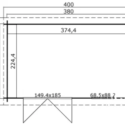 Abri En Bois Asker 3,8x2,3x2,11m, 28mm, Gris Clair -Promos Jardin Natif Magasin wc165322 09