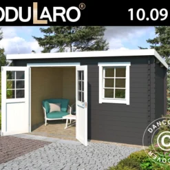 Abri En Bois Asker 3,8x2,75x2,11m, 28mm, Gris Foncé