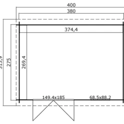 Abri En Bois Asker 3,8x2,75x2,11m, 28mm, Gris Foncé -Promos Jardin Natif Magasin wc165331 09