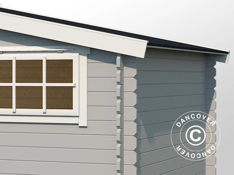 Abri/chalet En Bois Sandvika 4,8x2,92x2,45m, 28mm, Gris Clair 5 Abri/chalet En Bois Sandvika 4,8x2,92x2,45m, 28mm, Gris Clair – Image 5