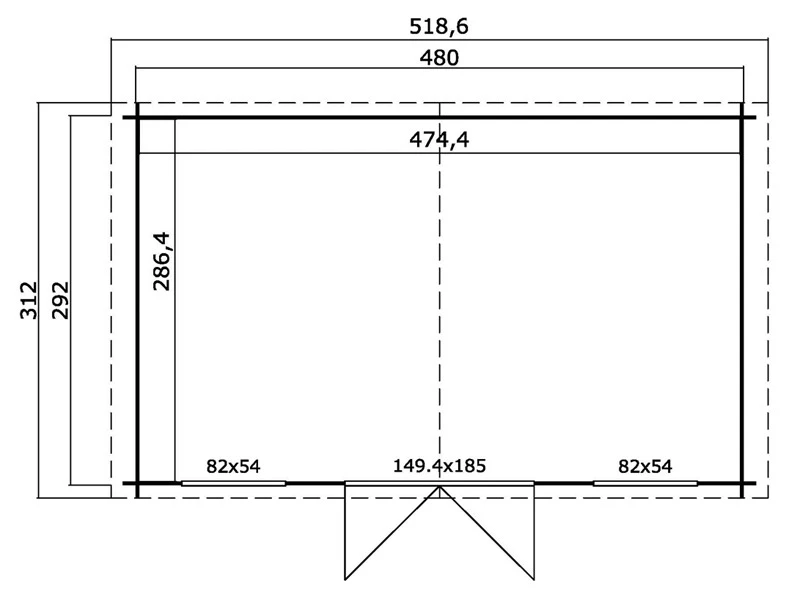 Abri/chalet En Bois Sandvika 4,8x2,92x2,45m, 28mm, Gris Clair 7 Abri/chalet En Bois Sandvika 4,8x2,92x2,45m, 28mm, Gris Clair – Image 7