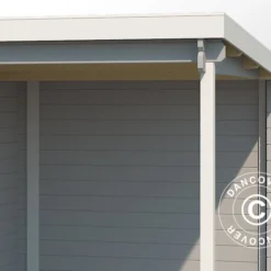Abri En Bois Tartu Avec Avancée 4,81x2,92x2,11m, 28mm, Gris Clair -Promos Jardin Natif Magasin wc165352 021