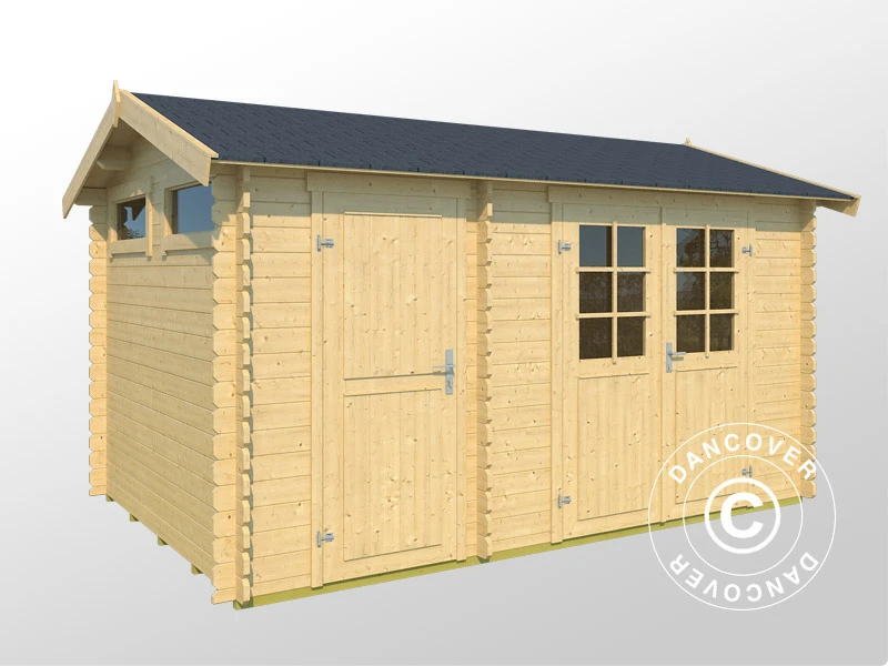 Abri En Bois Narva 3,8x2,5x2,39m, 28mm, Naturel 3 Abri En Bois Narva 3,8x2,5x2,39m, 28mm, Naturel – Image 3