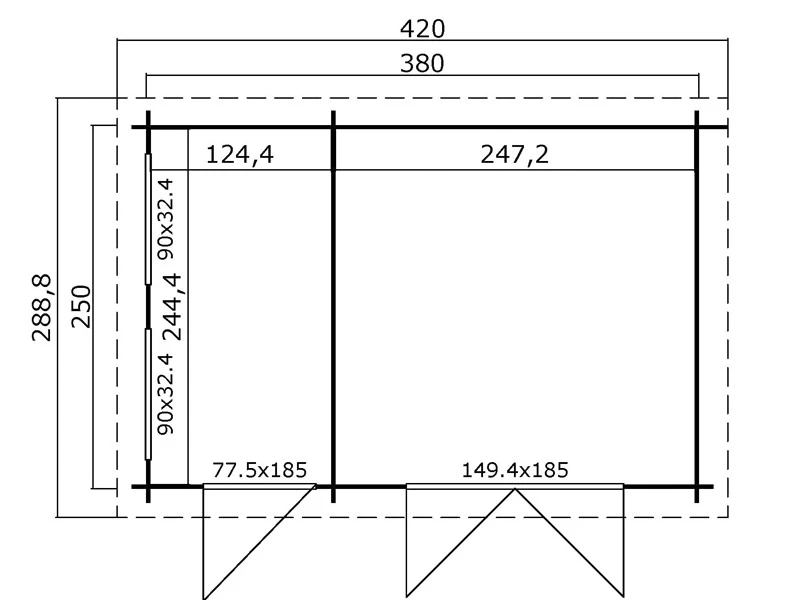 Abri En Bois Narva 3,8x2,5x2,39m, 28mm, Naturel 8 Abri En Bois Narva 3,8x2,5x2,39m, 28mm, Naturel – Image 8