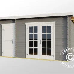 Abri En Bois/Cabane Riga 4,25x2,8x2,22m, 34mm, Gris Clair -Promos Jardin Natif Magasin wc165372 021