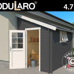 Abri Adossé En Bois Vanda 1,8x2,75x2,68m, 28mm, Gris Foncé