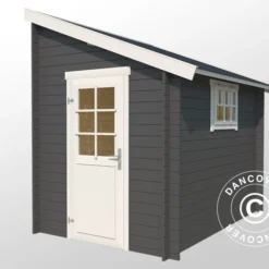 Abri Adossé En Bois Vanda 1,8x2,75x2,68m, 28mm, Gris Foncé -Promos Jardin Natif Magasin wc165381 021