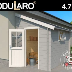 Nouvelles versions 10 Abri Adossé En Bois Vanda 1,8x2,75x2,68m, 28mm, Gris Clair