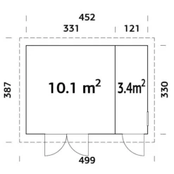 Abri En Bois, 4,52x3,3x2,59m, 13,5m², Naturel 9 Abri En Bois, 4,52x3,3x2,59m, 13,5m², Naturel -Promos Jardin Natif Magasin wc192051 05