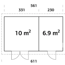 Abri En Bois, 5,61x3,3x2,59m, 16,9m², Naturel -Promos Jardin Natif Magasin wc192052 05