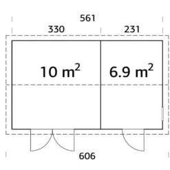 Abri En Bois, 5,61x3,3x2,61m, 16,9m², Naturel 9 Abri En Bois, 5,61x3,3x2,61m, 16,9m², Naturel -Promos Jardin Natif Magasin wc192062 05