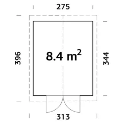 Abri En Bois, 2,75x3,44x2,67m, 8,4m², Naturel -Promos Jardin Natif Magasin wc192070 05