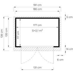 Abri En Bois, Bertilo Amrum 1, 1,8x1,2x2,11m -Promos Jardin Natif Magasin wc201080 052