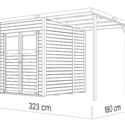 Abri En Bois Avec Surplomb, Bertilo Amrum 2 Plus, 3,23x1,8x2,1m -Promos Jardin Natif Magasin wc201100 051