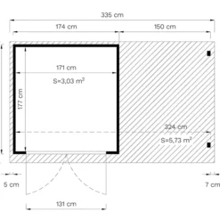 Abri En Bois Avec Surplomb, Bertilo Amrum 2 Plus, 3,23x1,8x2,1m -Promos Jardin Natif Magasin wc201100 052