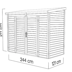 Abri En Bois, Bertilo Timmo 2, 2,44x1,21x2,11m, Anthracite 17 Abri En Bois, Bertilo Timmo 2, 2,44x1,21x2,11m, Anthracite -Promos Jardin Natif Magasin wc201141 051
