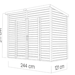 Abri En Bois, Bertilo Timmo 2, 2,44x1,21x2,11m, Anthracite 18 Abri En Bois, Bertilo Timmo 2, 2,44x1,21x2,11m, Anthracite -Promos Jardin Natif Magasin wc201141 052