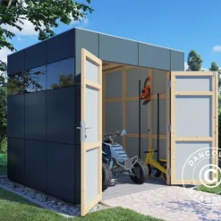 Nouvelles versions 20 Abri En Bois, Bertilo HPL 1, 2,3x2,28x2,3m, Anthracite/Gris