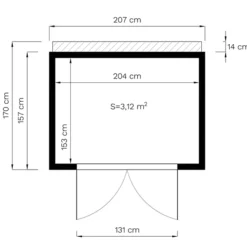 Abri En Bois, Bertilo Cubico 2, 2,07x1,57x2,08m, Naturel -Promos Jardin Natif Magasin wc201230 099