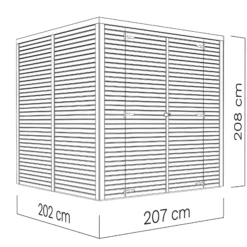 Abri En Bois, Bertilo Cubico 3, 2,07x2,02x2,08m, Naturel -Promos Jardin Natif Magasin wc201250 098