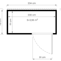 Abri En Bois, Bertilo Cubus 1, 2,34x1,15x2,32m, Gris -Promos Jardin Natif Magasin wc201271 099