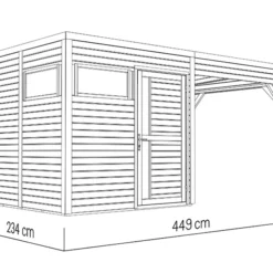 Abri En Bois Avec Surplomb, Bertilo Cubus 2L, 4,49x2,34x2,32m, Naturel -Promos Jardin Natif Magasin wc201290 098