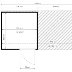 Abri En Bois Avec Surplomb, Bertilo Cubus 2L, 4,49x2,34x2,32m, Gris -Promos Jardin Natif Magasin wc201291 099