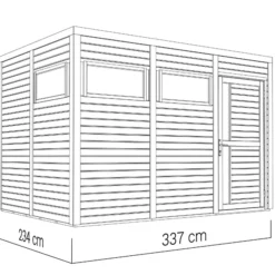 Abri En Bois, Bertilo Cubus 3, 3,37x2,34x2,32m, Naturel -Promos Jardin Natif Magasin wc201310 098