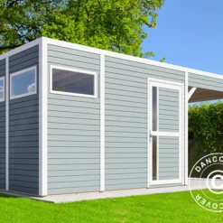 Abri En Bois Avec Surplomb, Bertilo Cubus 3L, 5,58x2,34x2,32m, Gris