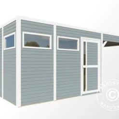 Abri En Bois Avec Surplomb, Bertilo Cubus 3L, 5,58x2,34x2,32m, Gris -Promos Jardin Natif Magasin wc201321 02