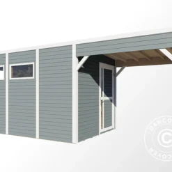 Abri En Bois Avec Surplomb, Bertilo Cubus 3L, 5,58x2,34x2,32m, Gris -Promos Jardin Natif Magasin wc201321 03