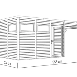 Abri En Bois Avec Surplomb, Bertilo Cubus 3L, 5,58x2,34x2,32m, Gris -Promos Jardin Natif Magasin wc201321 098