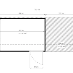 Abri En Bois Avec Surplomb, Bertilo Cubus 3L, 5,58x2,34x2,32m, Gris -Promos Jardin Natif Magasin wc201321 099