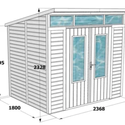Abri En Bois Mikkeli, 2,41x1,84x2,33m, 4,4m², Naturel -Promos Jardin Natif Magasin wc202220 09